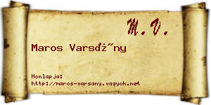 Maros Varsány névjegykártya